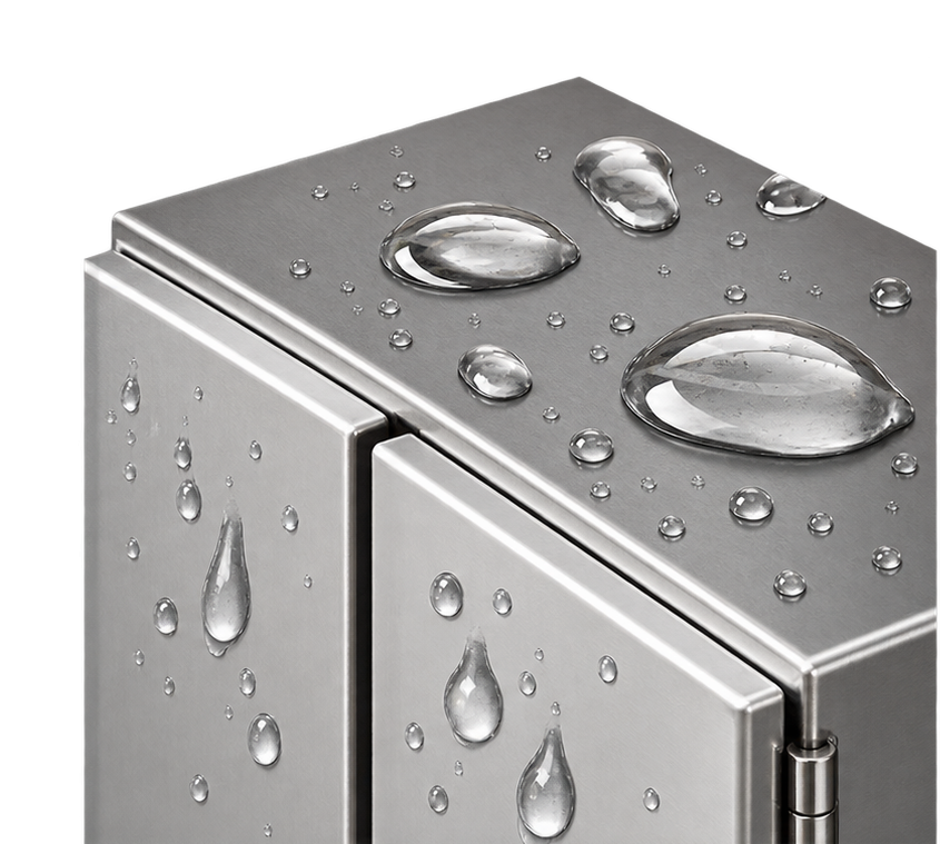 Coffret inox Marboré IP66 avec gouttes d'eau